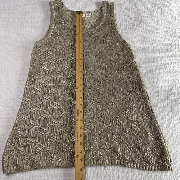 Anthropologie Moth Womens Beige Gold Knit Metallic Vest Top S/P Cotton Classic - Picture 4 of 7